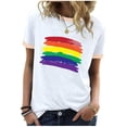 thumbnail image 2 of Offres de Vacances Iumwxz Blouses Décontractées Basiques pour Femmes Hauts d'Été pour Femmes Blouse Graphique Arc-en-Ciel Manches Courtes Col Rond Tee Tops pour Femmes jusqu'à 60 % de Réduction Cocktail, 2 of 4