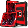 thumbnail image 3 of ELEHOLD 3-Layer Rugged Case For Apple iPad Mini 7th 6th Generation Heavy Duty Shockproof Cover, [Drop Protection], [Logo Visible], With Kickstand & Pencil Holder & Shoulder Strap, Black+Red, 3 of 11