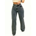 thumbnail image 4 of Women’s Mid Rise Wide Leg Denim Jeans Vintage Washed Leg Lengthening Figure Flattering Perfect for Y2K Streetwear Casual Days, 4 of 6