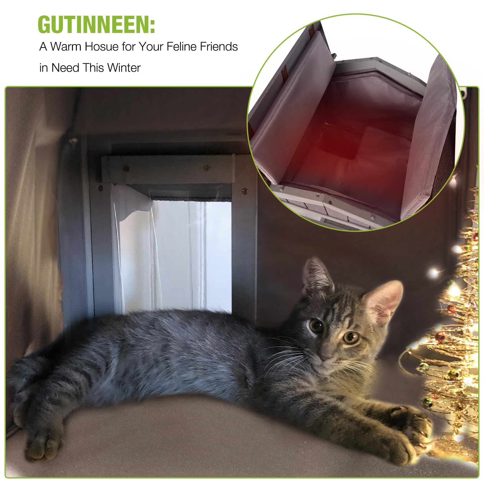 Aivituvin Outdoor Insulated Cat House Insulated Weathproof Two Story Feral Cat Shelter for Winter with Escape Door