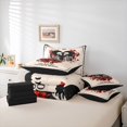 thumbnail image 6 of Manfei Gothic Skull Skeleton 7 Pieces Bedding Comforter Set,Romantic Valentine Day Full Bedding Set,Red Flower Floral Fitted Sheet Flat Sheet For Girl Boys,Super Cozy Room Decor Reversible, 6 of 8