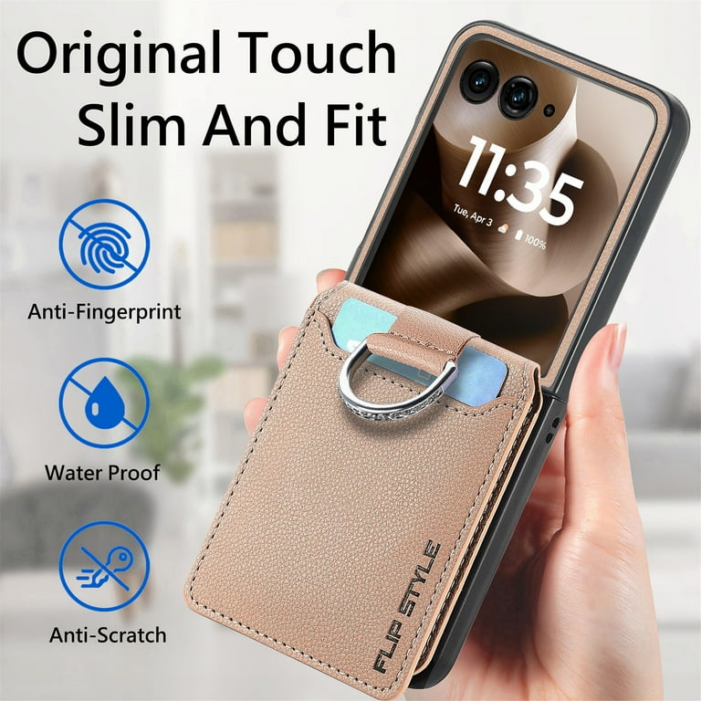 for Motorola Razr 60 / Razr 2025 / Razr 2024 Case Wallet with Card Holder &  Finger Ring, PU Leather Shockproof Protective Cover Flip Kickstand Magnetic  Rugged Phone Case, Khaki - Walmart.com