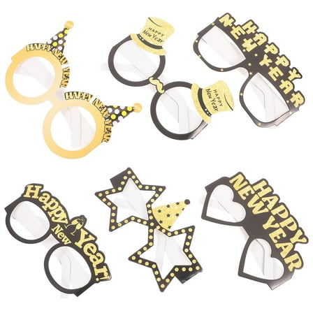 MUSEYA 6pcs Happy New Years Eve Glasses Paper Party Favor for New Year Celebration at School Parties