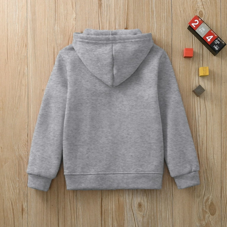 LEEy world Zip Hoodie Sleeve Girls Color Top Kids Long Up Boys Jackets Solid Sweatshirt Boys Zip up Hoodie Ski Boys Jacket Grey