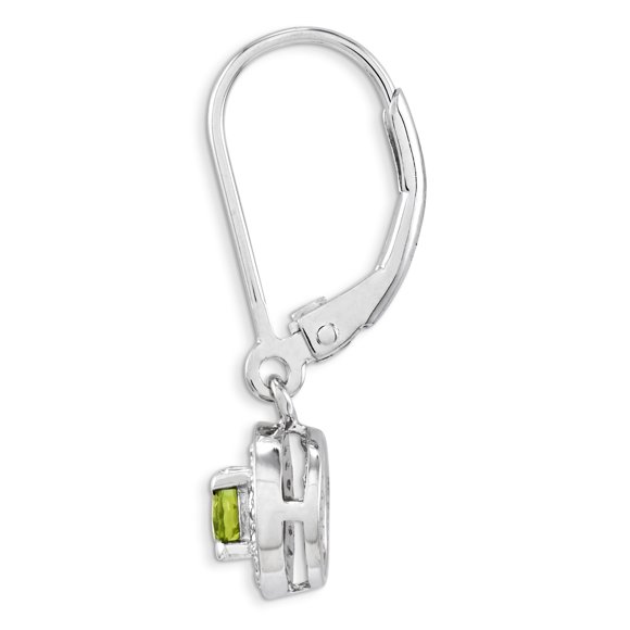 Sterling Silver Rhodium-plated Diam. & Peridot Earrings QBE11AUG