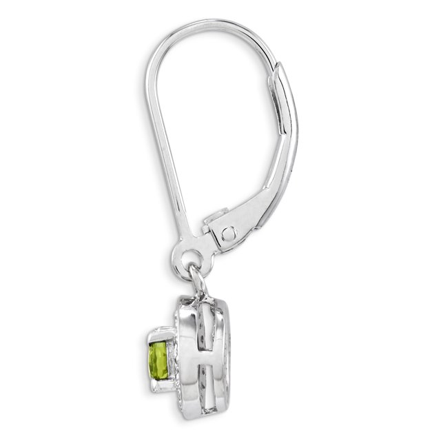 Sterling Silver Rhodium-plated Diam. & Peridot Earrings QBE11AUG