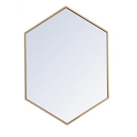 Elegant Decor MR4424BR Miroir Hexagonal à Cadre Métallique de 24 Po en Laiton - 23.25 x 33.125 x 0.16 Po