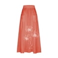thumbnail image 4 of Women's Plus Size Skirts Printed Casual Elastic Waistband Fashionable Comfy Soft Loose Maxi Skirts with Pockets Orange S-5XL, 4 of 5