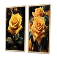 thumbnail image 3 of Designart "Yellow Black Rose gracefulness II" Flowers Framed Wall Art Set Of 2 - Yellow Floral Framed Canvas Set For Living Room Decor, 3 of 7
