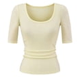 thumbnail image 4 of RMGVDSD Half Sleeve Tops for Women T Shirts Scoop Neck Slim Fit Casual T Shirt Tops Solid Color Comfy Basic Tees Trendy Going Out Tops Fashion T Shirt, 4 of 4