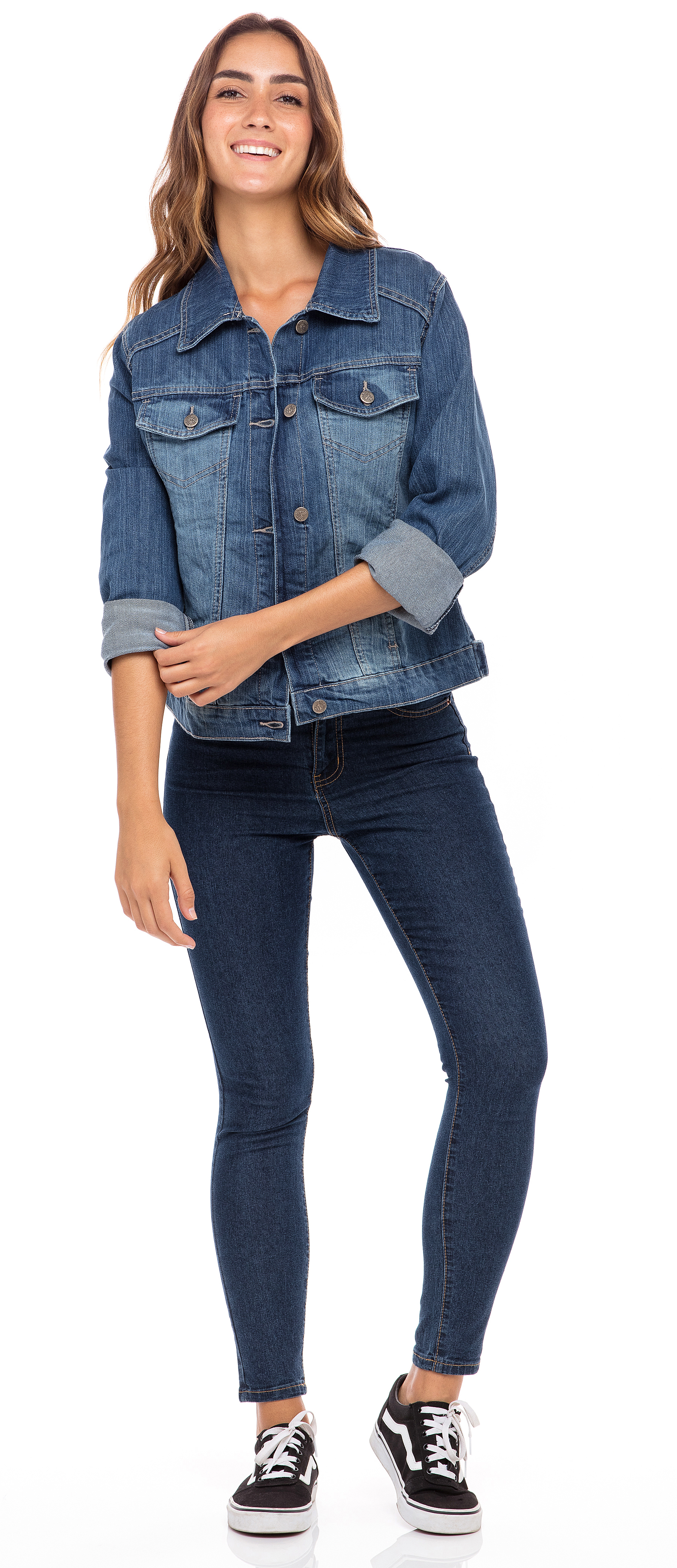 SKYLINEWEARS Women Denim Jacket Button UP Long Sleeve Ladies Stretch Trucker Jean Jackets - image 3 of 5