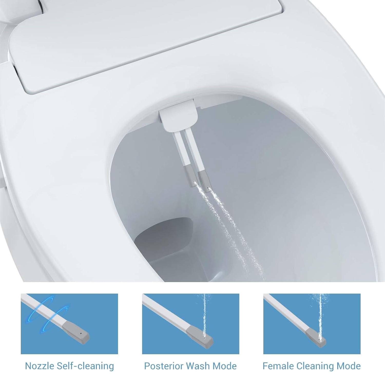 Roromall Smart Bidet Toilet Seat with Multiple Spray Modes, Smart Unlimited Warm Water, Auto Open & Slow Close Lid, Auto LED Nightlight, Power Outage Available, Clean Water