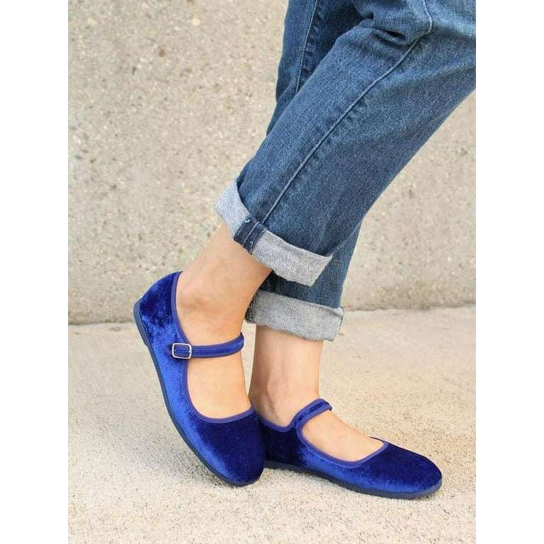 Nature Breeze Mary Jane Women s Flats in Navy Walmart