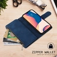 thumbnail image 7 of for Google Pixel 7 Pro Case Wallet with Card Slots, Premium Soft PU Leather Zipper Folio Flip with Wrist Strap Kickstand Protective Phone Cover for Google Pixel 7 Pro Handbag Wallet Case, Blue, 7 of 7
