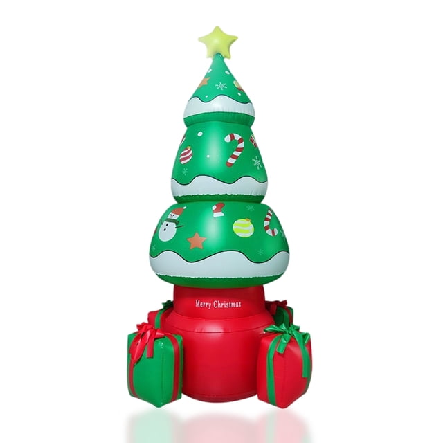 Bewildely Iluminar LED Feliz Navidad Inflable Árbol Decoración Adornos Invierno Patio Jardín Iluminado Luminoso Juguetes Regalo Kits de decoración para fiestas Bewildely HA009425-00