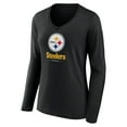 thumbnail image 2 of Women's Black Pittsburgh Steelers Logo Team Lockup Long Sleeve V-Neck T-Shirt, 2 of 3