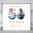 thumbnail image 2 of Custom Photo Look Whos 50th Happy Birthday Backdrop, 2 of 6
