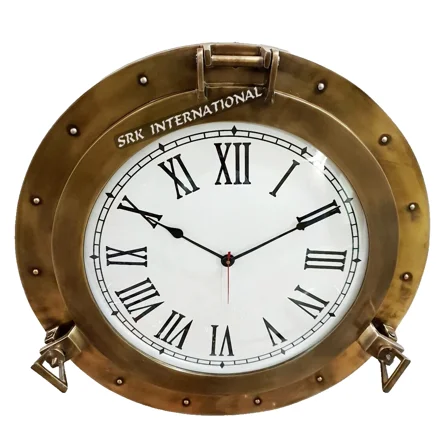 Antique Marine Brass Ship Porthole Clock 38 cm Nautical Wall Clock Home Decor.