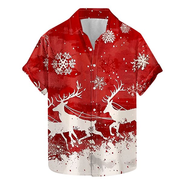 Camisas de Manga Larga para Hombres, Botón de Impresión Blusa de Cuello, Camisa de Poliéster de Moda Casual