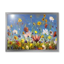 Designart 'Wildflowers and Daisies In Summer Garden Field II' Traditional Framed Art Print