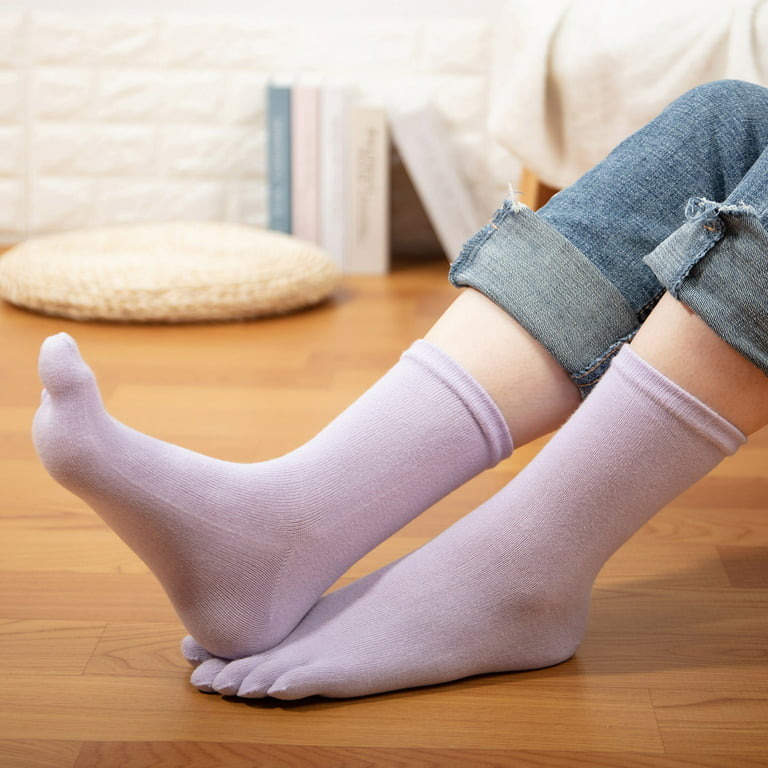 Five Finger Socks Solid Color Breathable Ankle Socks Elastic Soft Short  Socks 