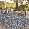 thumbnail image 2 of HOMERRY Geometric Floral Outdoor Rug Straw Plastic Area Rug for Balcony Pool RV Waterproof Reversible Carpet, White/Gray, 8'x 10', 2 of 7