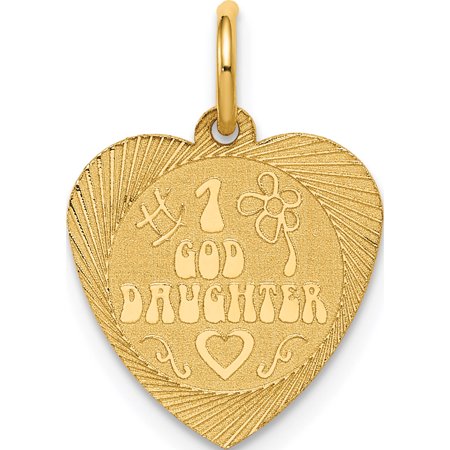 Jewelry by Sweet Pea 14K Yellow Gold #1 Goddaughter 17mm Engravable Heart Disc Charm Jewelry by Sweet Pea 14K Yellow Gold #1 Goddaughter 17mm Engravable Heart Disc Charm