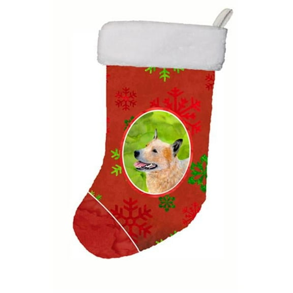 11 x 18 in. Australian Cattle Dog Red Snowflakes Holiday Christmas Christmas Stocking