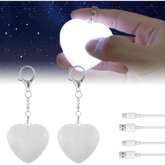 2Pcs Purse Glow Heart Light, Valentines Day Gifts for Her, Mini Touch Activated Handbag Light Portable Night Light for Women Girls Purse Accessories