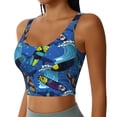 thumbnail image 2 of Xecao Hawaiian Style for Sports Bra with Removable Pads, Crop Tank Top Design, Women's Longline Sports Bra - Non-Wired - Large, 2 of 9