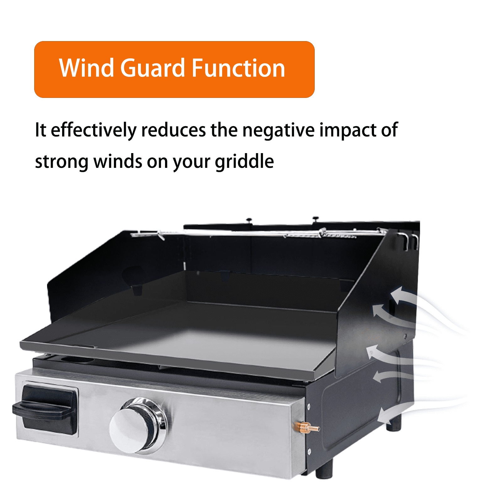 Universal Wind Guard and Warming Rack Fit for Griddle Without a Hood from 16" to 28", Wind Screen and Cooking Grid BBQ Griddle Accessories for Blackstone and Other Griddle