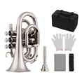 thumbnail image 3 of Mini Size Bb Trumpet, Lightweight Brass Pocket Trumpet with Carrying Case for Students, Beginners or Wind Instrument Lovers, Easy to Hold By One Hand, Smooth Action Valves, 3 of 7