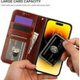 thumbnail image 5 of for iPhone 15 Pro Max Wallet Case Compatible with MagSafe Wireless Charging, RFID Blocking Magnetic Leather Case with Card Slots Holder Kickstand Detachable Wrist Strap 6.7 Inch (Brown), 5 of 16