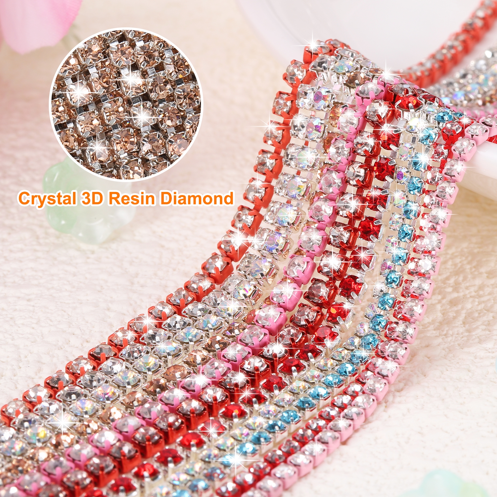 Unique Bargains Elegant Crystal Rhinestone Chain Trim for Craft Projects Beige