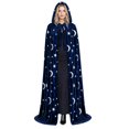 thumbnail image 4 of Women Velvet Long Hooded Cloak, Halloween Star Moon Print Front Tie Cape, Ladies Gothic Performance Cape XS-3XL, 4 of 5