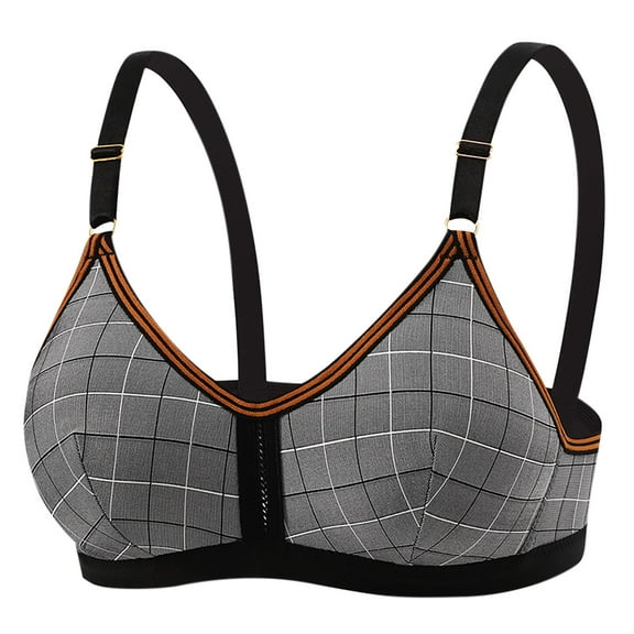 Njagoc3 Womens Plaid Print Wireless Bra Classic Checkered Comfort Support Everyday Bralette