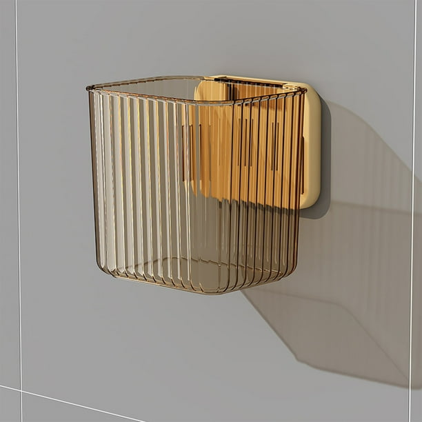 Cesta de Almacenamiento Colgante de Plástico para Pared | Estante Organizador para Cocina y Baño, Ideal para Ajo y Jengibre | 13 X 12 X 12 Cm, Color Verde, Transparente y Café