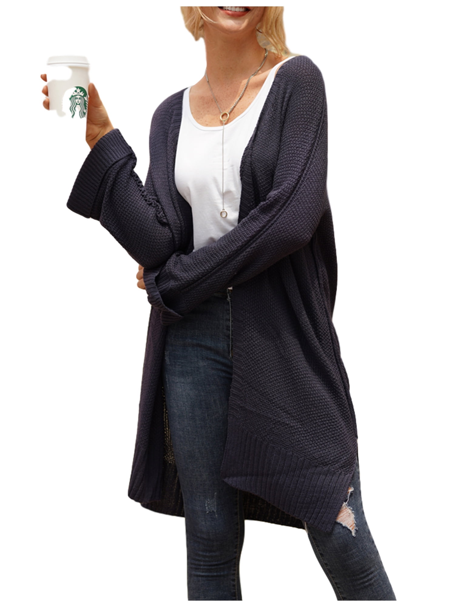 knee length knit cardigan