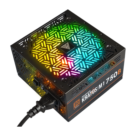 KRATOS 750W PC Power Supply ATX, 80 Plus Bronze Efficiency, ARGB Lighting by Gamdias