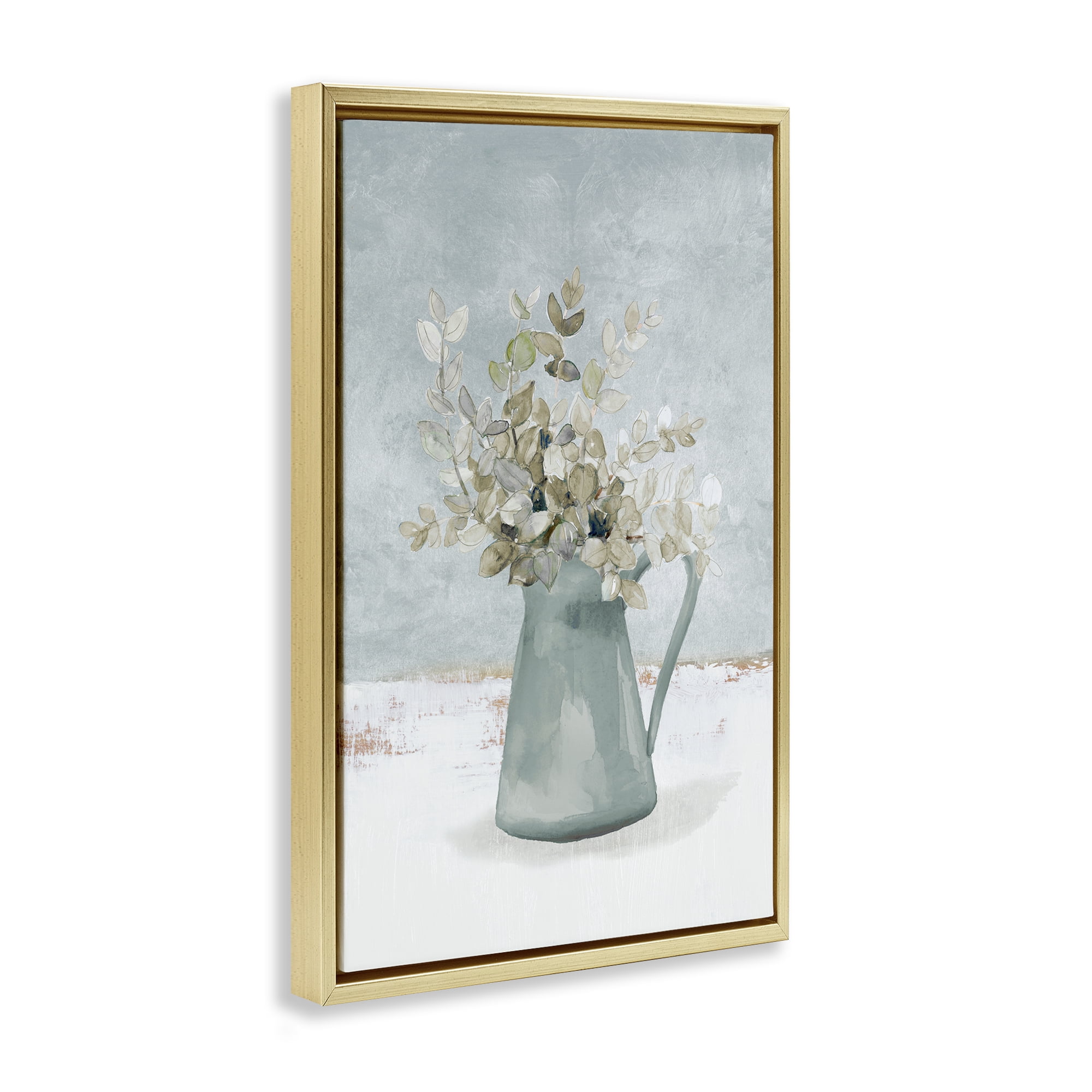 Stupell Industries Blue Botanical Arrangement Gold Framed Floater Canvas Wall Art, design by Lanie Loreth