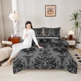 thumbnail image 4 of Manfei Vintage Damask Jacquard Bedding Comforter Set,Gothic Magic Dragon Twin Comforter Sets,Gray Black Floral Bedding Set,Super Cozy Room Decoration Reversible,2-Piece, 4 of 8