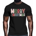 thumbnail image 2 of Camisetas informales de manga corta con texto de Feliz Navidad para hombre, camisetas gráficas, 2 of 8