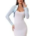 thumbnail image 1 of Inspire Chic Chaquetas de Satén para Mujeres para Vestido de Noche Cárdigan de Malla Abierto Elegante Bolero de Boda XS Azul Claro, 1 of 6