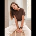 thumbnail image 4 of Camisetas de Corta Extragrandes para Mujer, Cuello Redondo, Holgadas, para Hacer Ejercicio, Informales, de Verano, de Algodón, Color Café, XXXL, 4 of 8