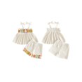 thumbnail image 2 of BemeyourBBs Boho Toddler Baby Girl Summer Clothes Little Baby Girl Beach Outfits Cute Crochet Flower Sleeveless Spaghetti Strap Tank Vest Tops and Shorts Sets, 2 of 9
