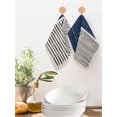 thumbnail image 2 of Navy Blue Striped Kitchen Dish Towels for Drying Dishes Set of 4, Farmhouse Stripes Modern Abstract Art Waffle Weave Microfiber Hand Tea Bathroom Towels Quick Dry & Absorbent Towel 12x12, 2 of 7
