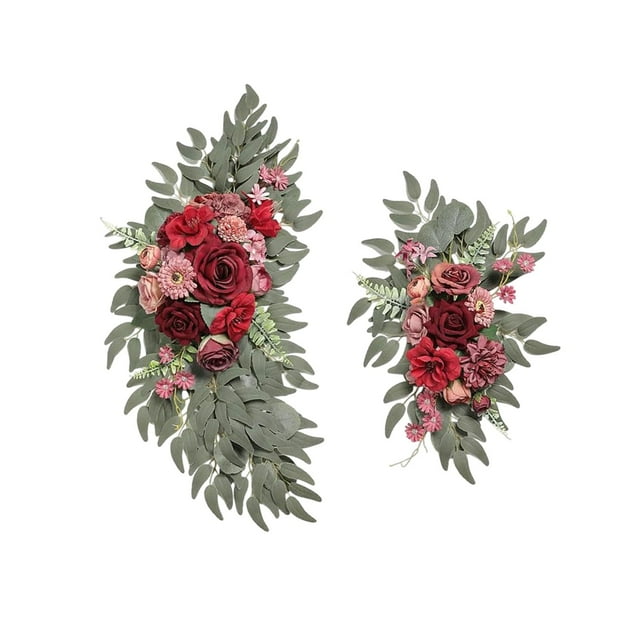 kyusrd Home Office Decor Specials!Wedding Simulation Flower Welcome Flower Arched Flower Signboard Flower Table Photography Decoration Wedding Supplies Two Piece Set