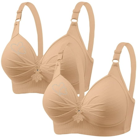 POIUYTR 2 Pack Push Up Bra for Women Plus Size Uplift Sculpting T-Shirt Bra Full Coverage Bra No Wirefree Bras Padded Plunge