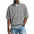 thumbnail image 2 of Dwelliawo Big and Tall Polo Shirts for Men Short Sleeve Golf Oversized Waffle Shirt Collared Big and Tall Comfort T Shirts Heavyweight Quarter Zip Up Stand Collar Shirts Dark Gray XL, 2 of 7