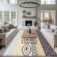thumbnail image 3 of Large Area Rugs for Living Room Bedroom, Yellow Grey Geometric 8'x10' Rug Washable Carpet Runner Indoor Outdoor, Boho Vintage Country Flowers Leaves Non Slip Floor Mats Rug for Kitchen, Patio, 3 of 8